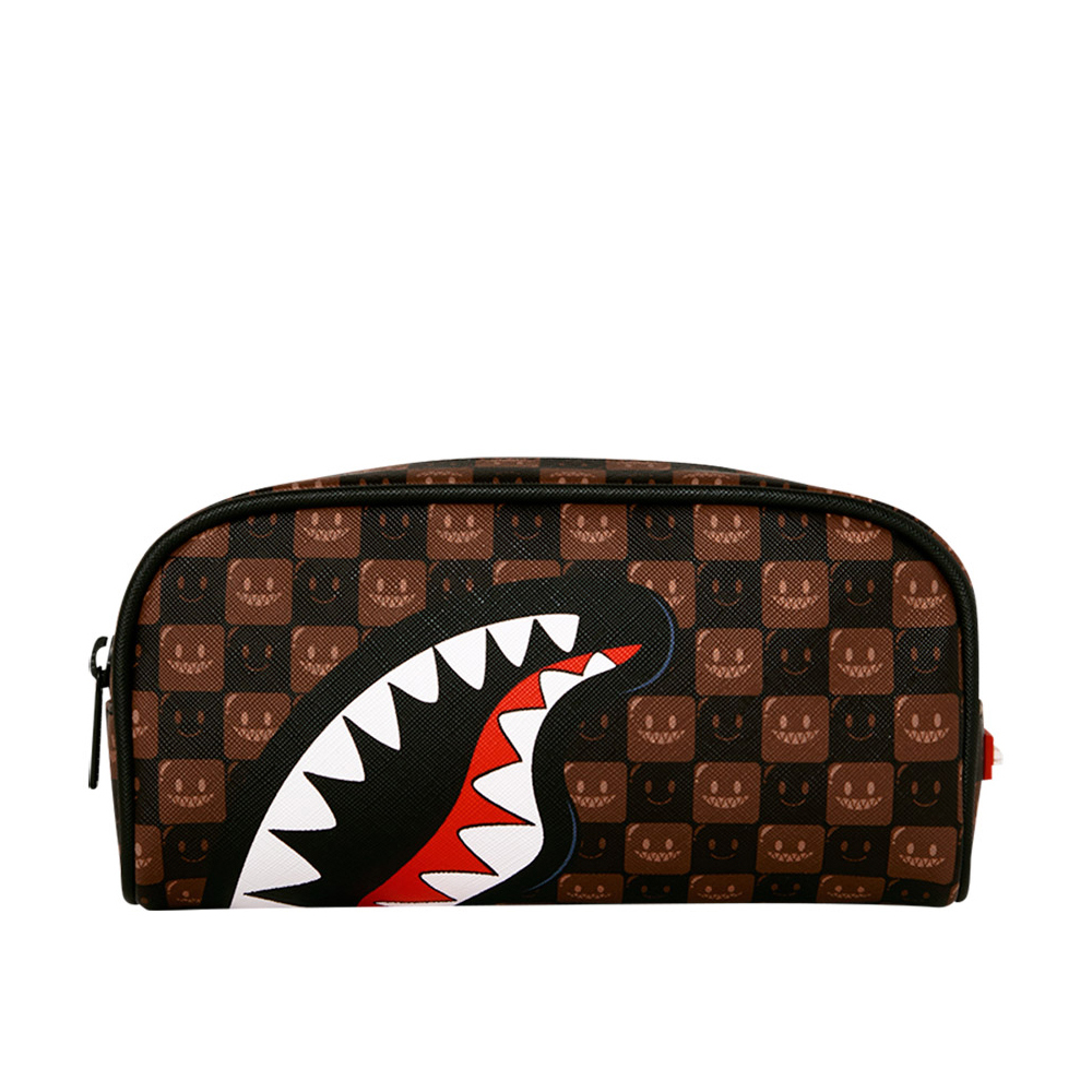SPRAYGROUND Sharks In Paris Wtf Bubbly Brown Check Pencil Pouch Unisex Κασετίνα - Καφέ