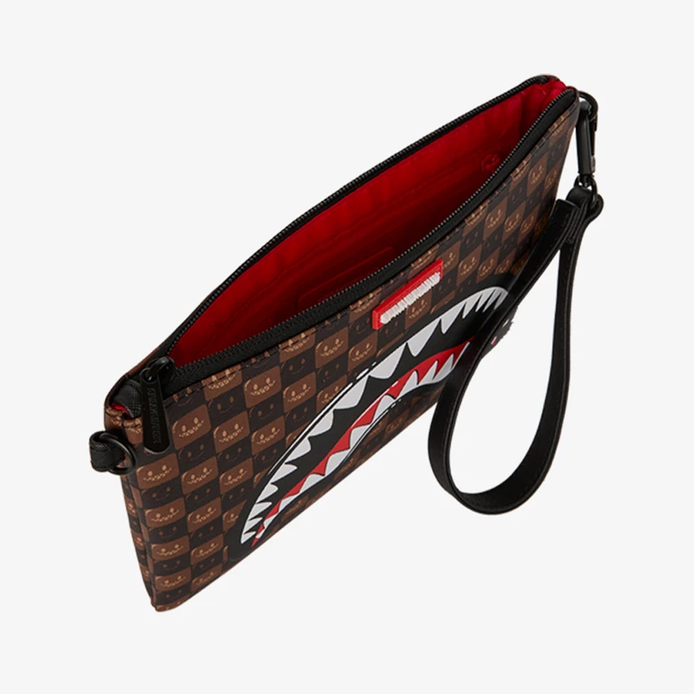 SPRAYGROUND Sharks In Paris Wtf Bubble Brown Check Crossover Clutch Unisex Τσάντα Χιαστί - Χειρός - 4