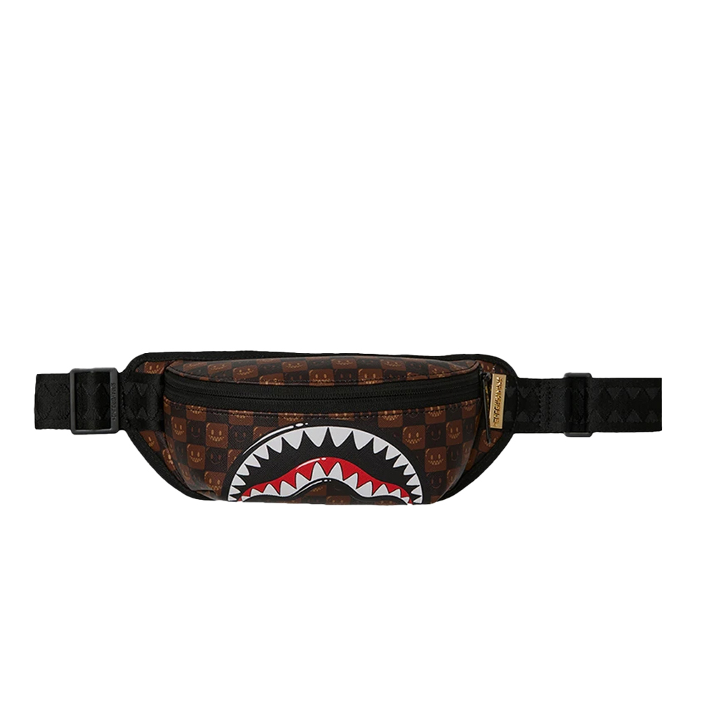 SPRAYGROUND Sharks In Paris Wtf Bubble Brown Check Crossbody Unisex Τσαντάκι Μέσης - Καφέ