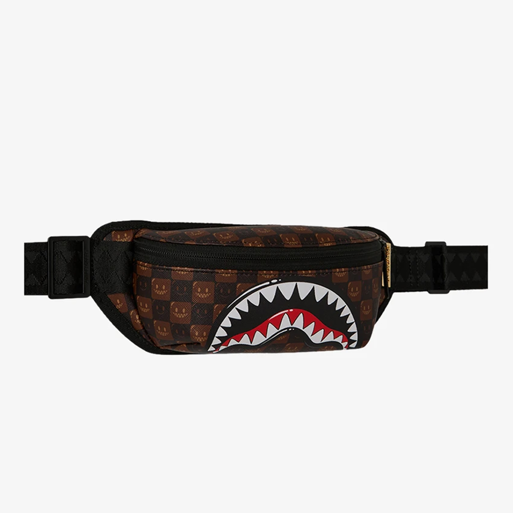 SPRAYGROUND Sharks In Paris Wtf Bubble Brown Check Crossbody Unisex Τσαντάκι Μέσης - 2
