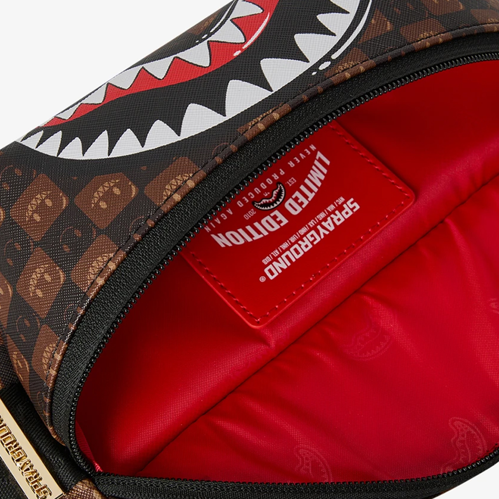 SPRAYGROUND Sharks In Paris Wtf Bubble Brown Check Crossbody Unisex Τσαντάκι Μέσης - 3