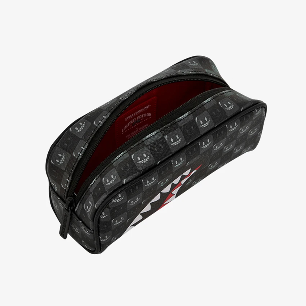 SPRAYGROUND Sharks In Paris Wtf Bubbly Black Check Pencil Pouch Unisex Κασετίνα - 2