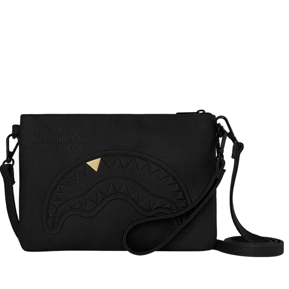 SPRAYGROUND Blacked Out Embossed Gold Tooth Crossover Clutch  Unisex Τσάντα Χιαστί - Χειρός - Μαύρο