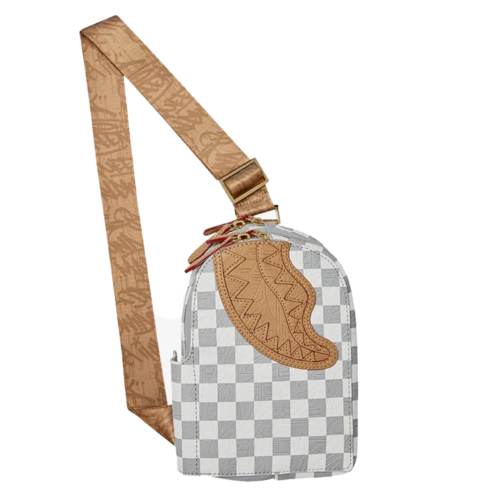SPRAYGROUND Embossed Cream Check Backpack Sling  Unisex Τσάντα Χιαστί - Λευκό
