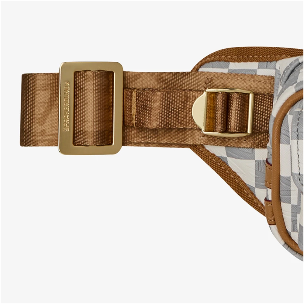 SPRAYGROUND Embossed Cream Check Cargo Crossbody Unisex Τσαντάκι Μέσης - 4