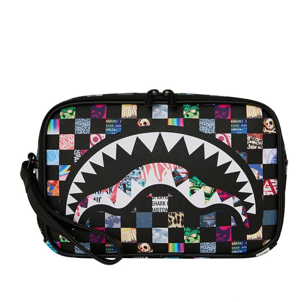 SPRAYGROUND  Crazy Check Toiletry Brick Unisex Νεσεσέρ - Μαύρο