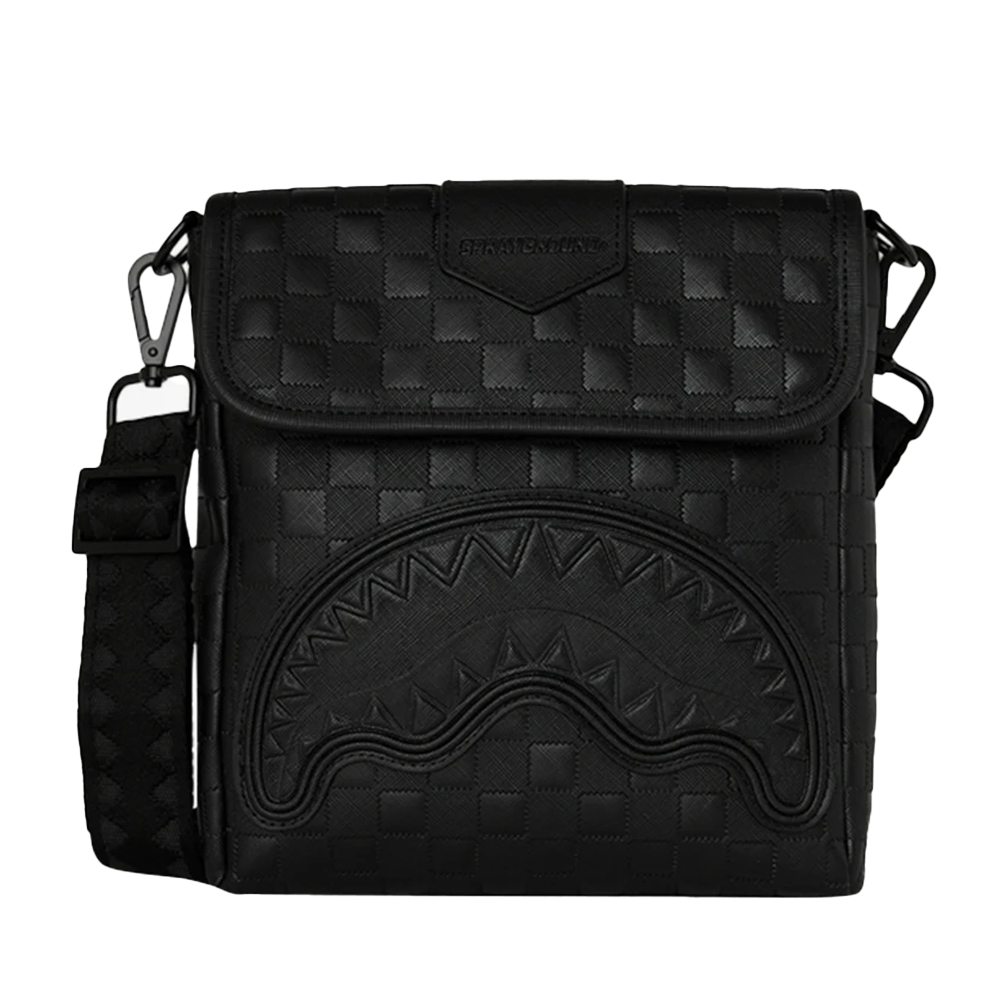 SPRAYGROUND Raised Check Messenger Sling Unisex Τσάντα Χιαστί - Μαύρο