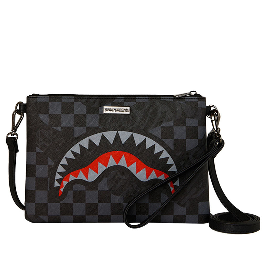 SPRAYGROUND 4AM Red Shark Crossover Clutch Unisex Τσάντα Χιαστί - Χειρός - Μαύρο