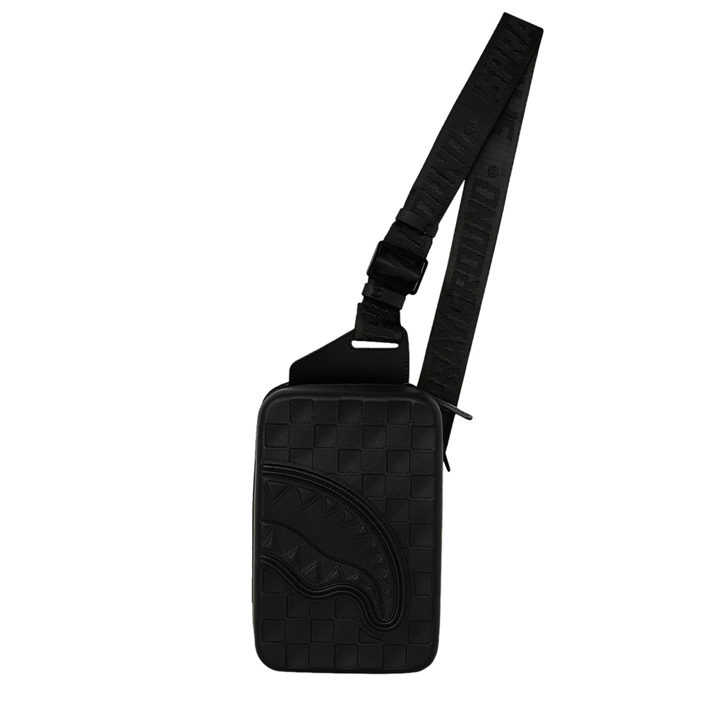 SPRAYGROUND Raised Check Hard Shell Sling Unisex Τσάντα Χιαστί - Μαύρο