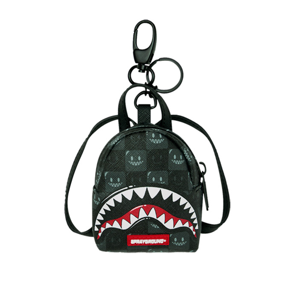 SPRAYGROUND Sharks In Paris Wtf Bubbly Black Check Keychain Unisex Μπρελόκ - Μαύρο