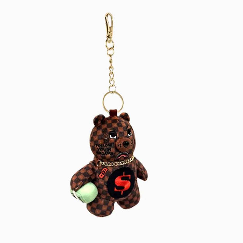 SPRAYGROUND Sip Wtf Bubbly Brown Check  Bear Keychain Unisex Μπρελόκ - 3