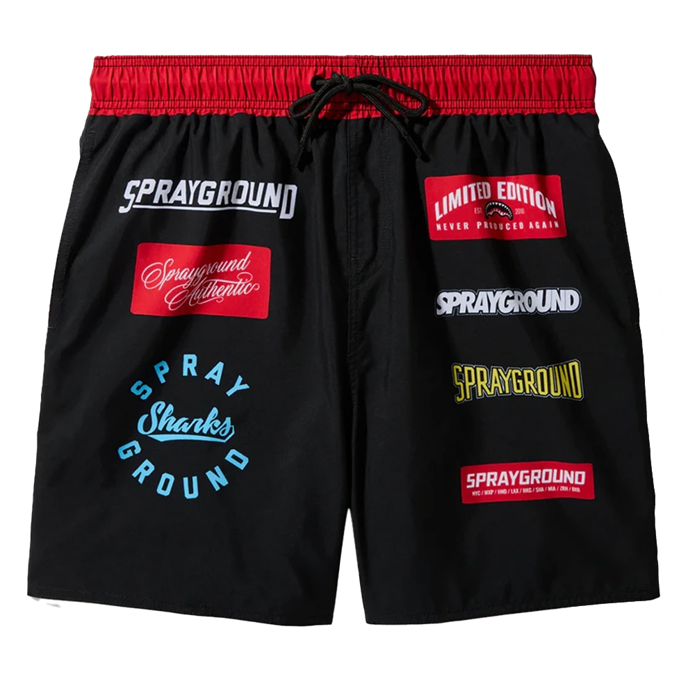 SPRAYGROUND SG Logo Patches Swim Short Ανδρικό Μαγιό Σορτς - Μαύρο