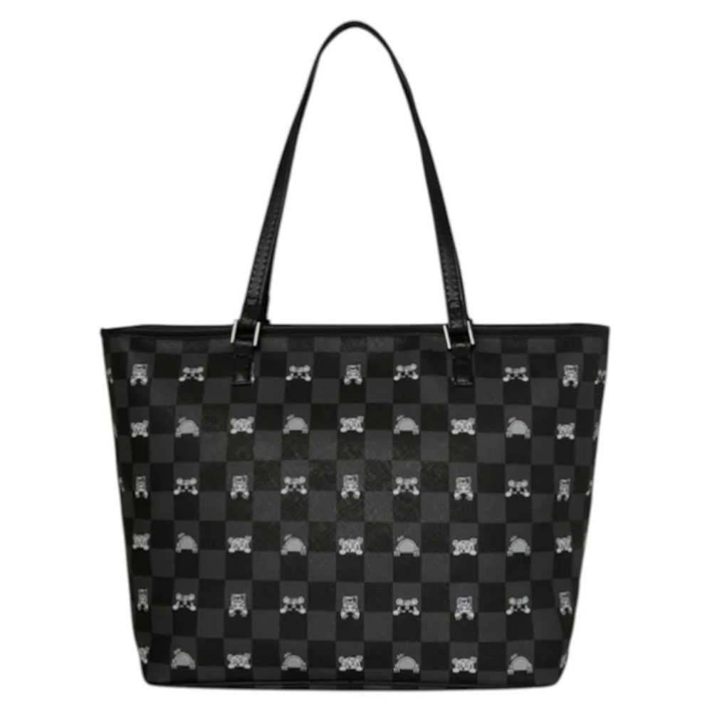 SPRAYGROUND Gray Peeking Character Check Tote Γυναικεία Τσάντα 'Ωμου - 2