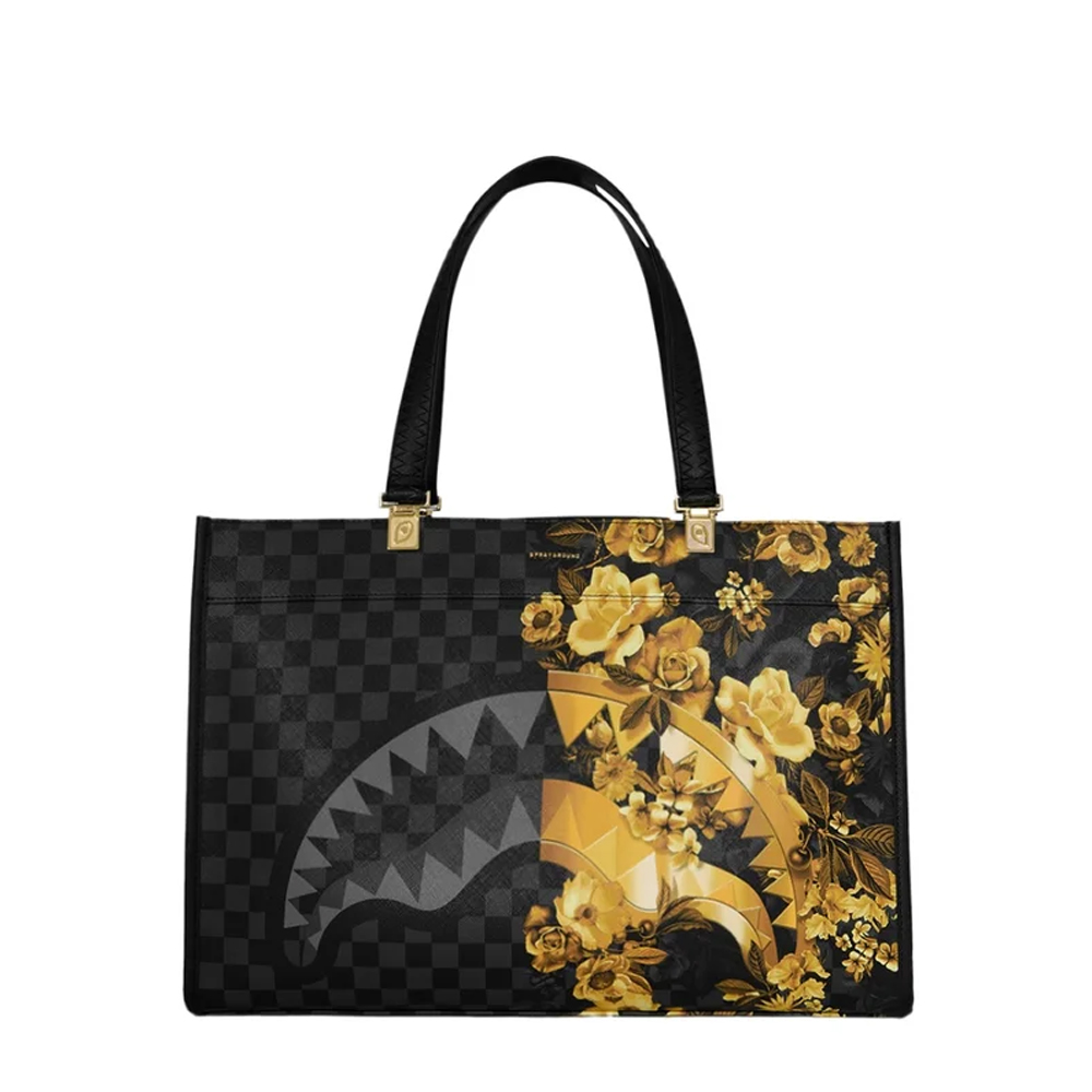 SPRAYGROUND Gold Floral Remix Tortuga Tote Γυναικεία Τσάντα 'Ωμου - Μαύρο