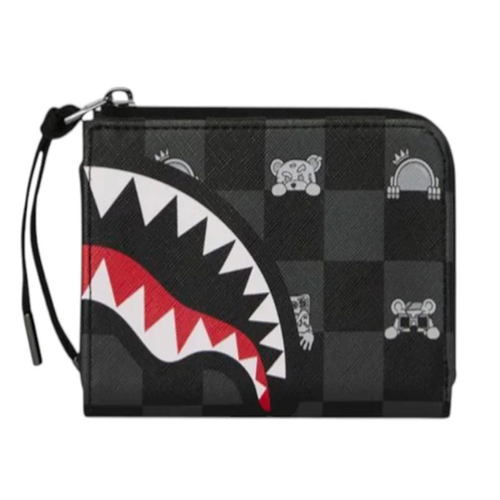 SPRAYGROUND Gray Peeking Character Check Wallet Unisex Πορτοφόλι - 2