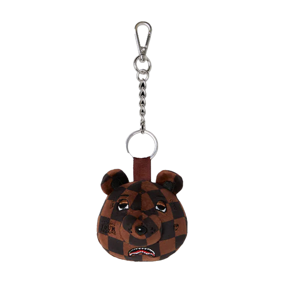 SPRAYGROUND Brown Checker Bear Head Keychain Unisex Μπρελόκ - Καφέ