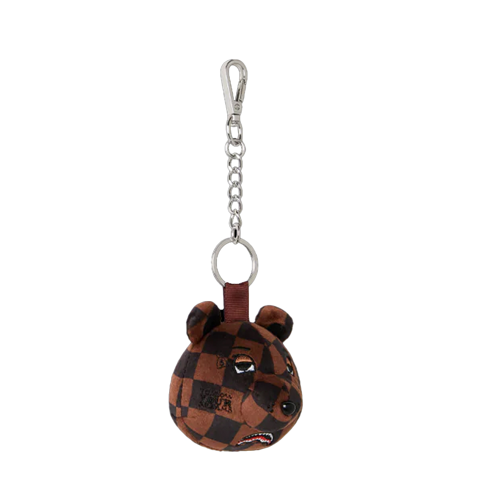 SPRAYGROUND Brown Checker Bear Head Keychain Unisex Μπρελόκ - 3