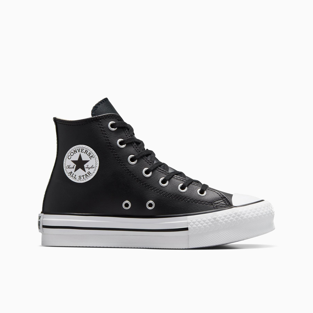 CONVERSE Chuck Taylor All Star Lift Platform Leather Παιδικά Μποτάκια - Μαύρο