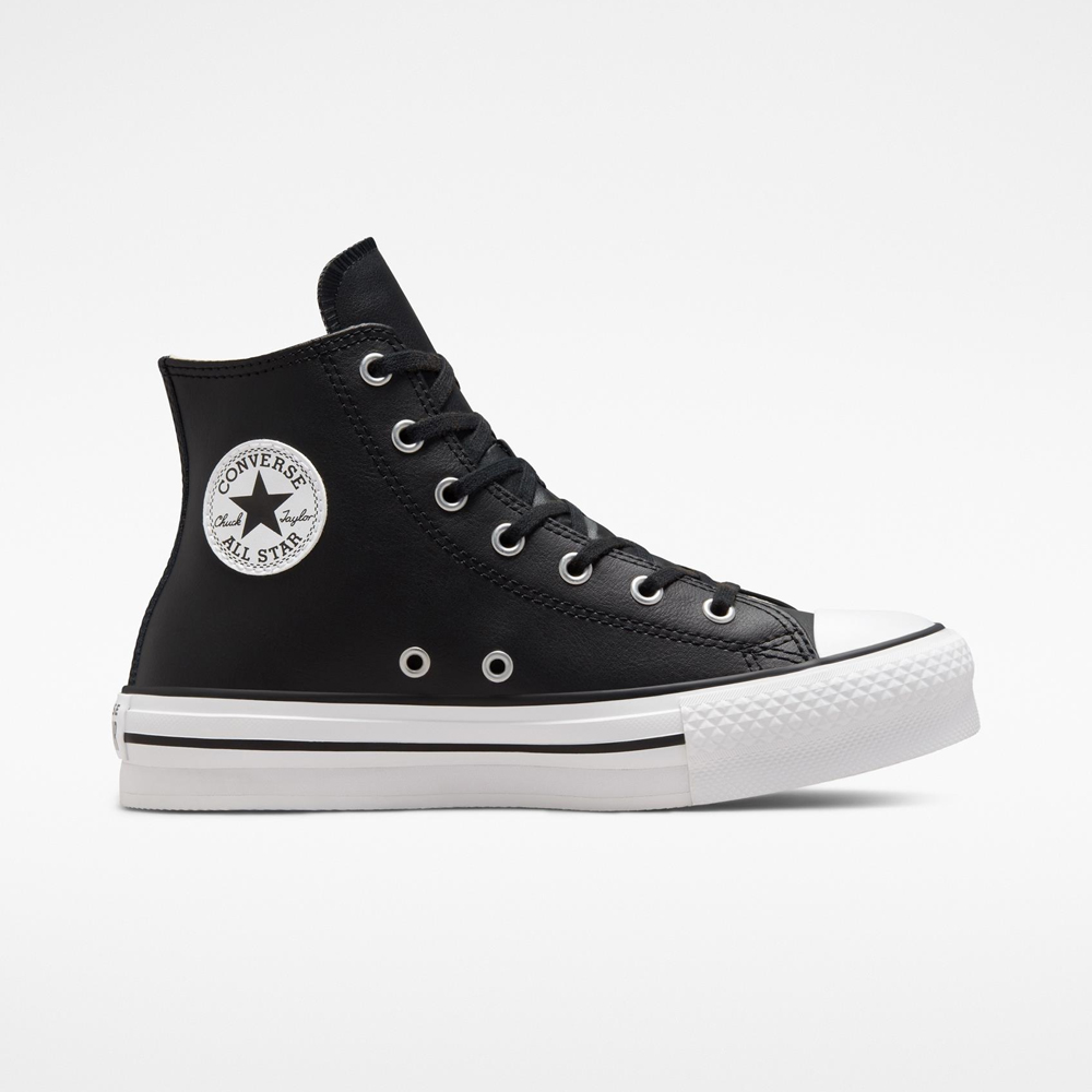 CONVERSE Chuck Taylor All Star Lift Platform Leather Παιδικά/Εφηβικά Μποτάκια - Μαύρο