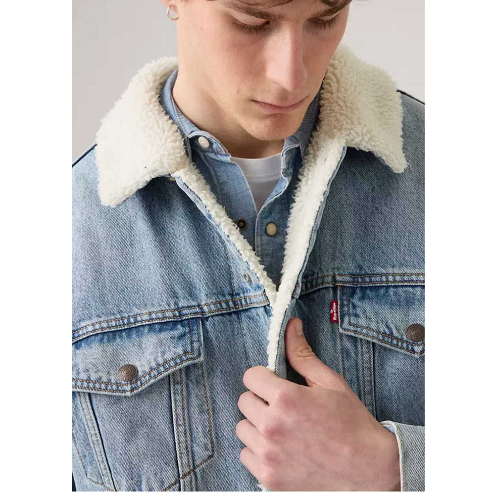 LEVI'S Relaxed Fit Sherpa Trucker Jacket Ανδρικό Μπουφάν Τζιν - 4