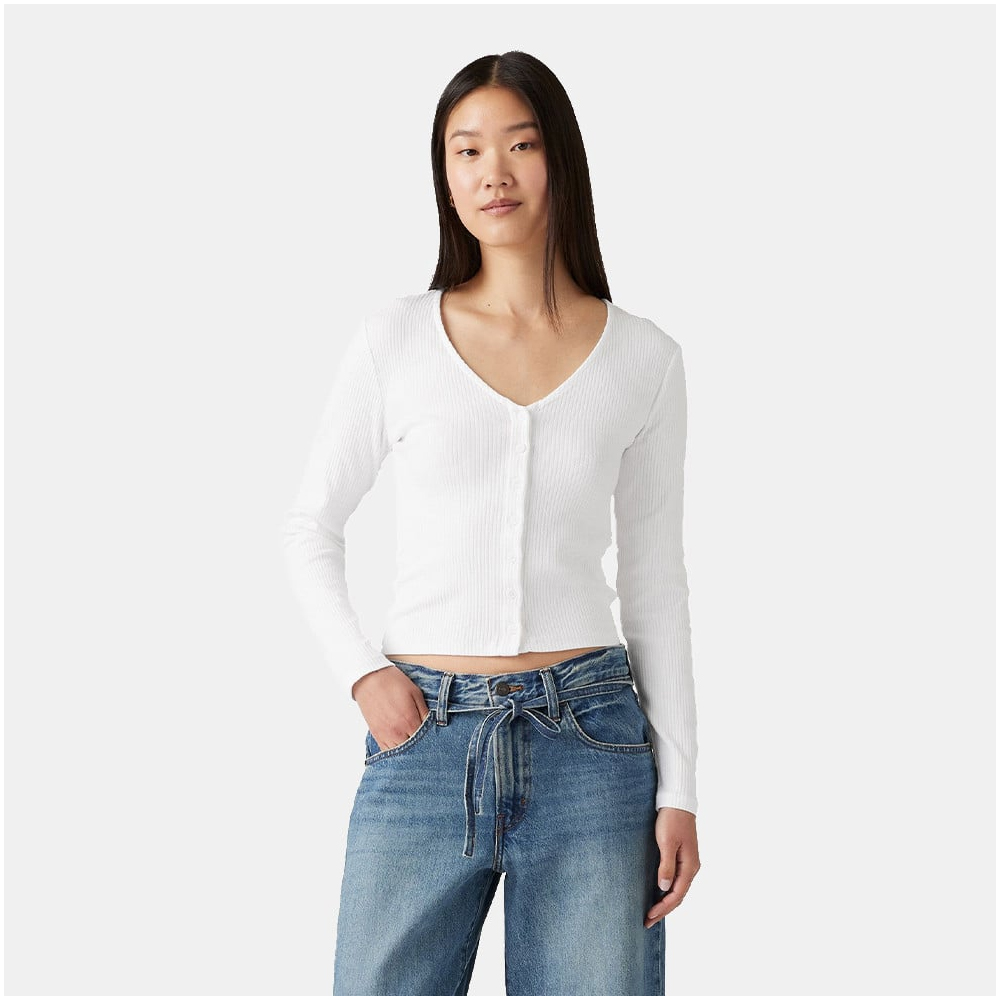 LEVI'S Muse Tee Γυναικεία Μπλούζα Cropped με μακρύ μανίκι - Λευκό