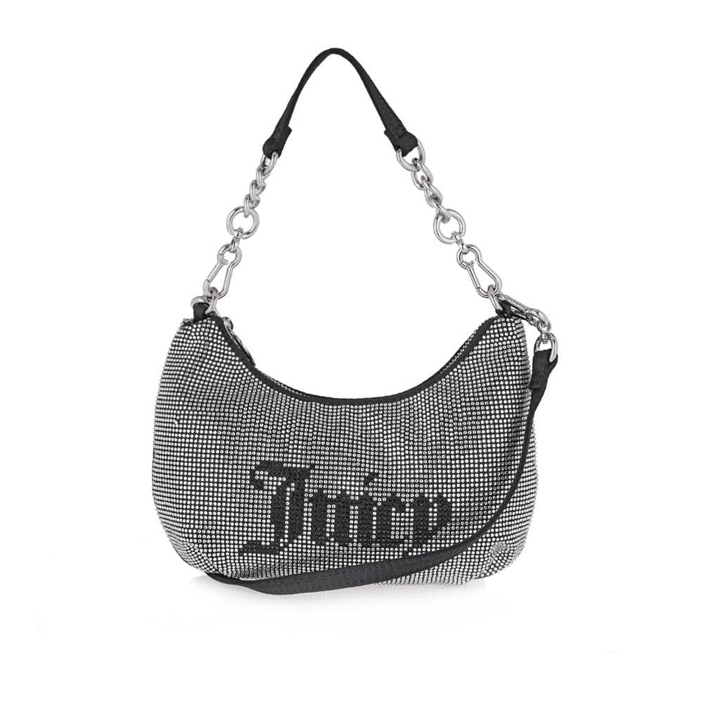 JUICY COUTURE Hazel SmallHobo Polyester Black Γυναικεία Τσάντα Ώμου - Ασημί