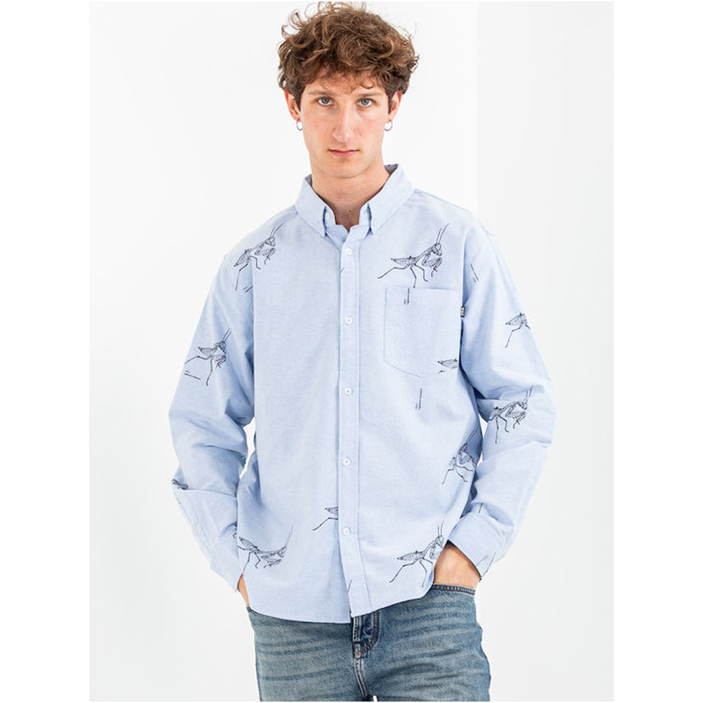 HUF Mantis LongSleeve Oxford Shirt Ανδρικό Πουκάμισο  - Γαλάζιο