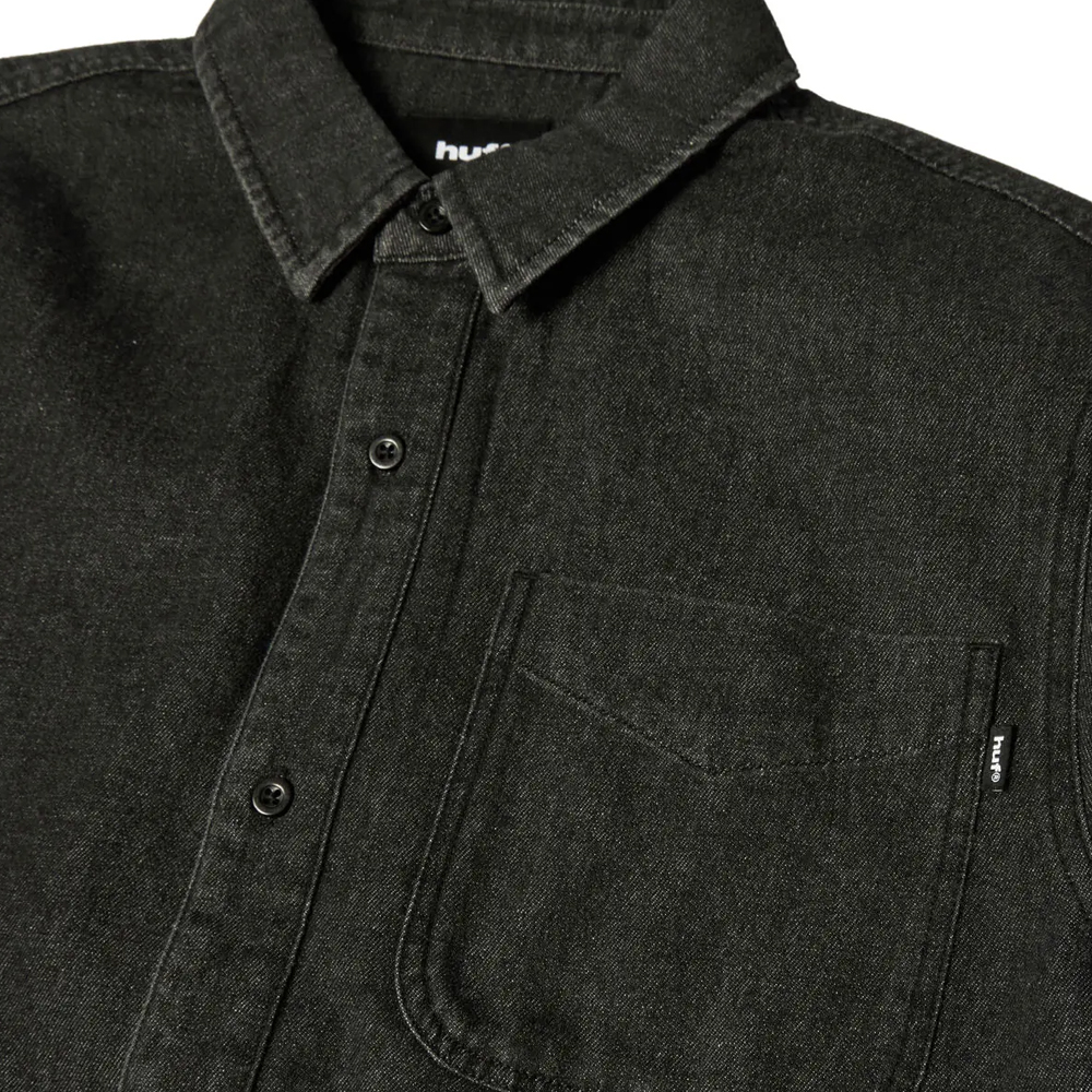 HUF Carson Overdyed Denim Long Sleeve Shirt Ανδρικό Τζιν Πουκάμισο - 3