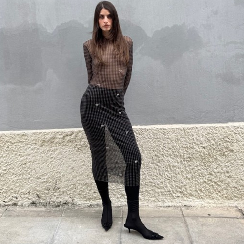 MILKWHITE Mesh Dress With Bows Γυναικείο Φόρεμα Μάξι - 2