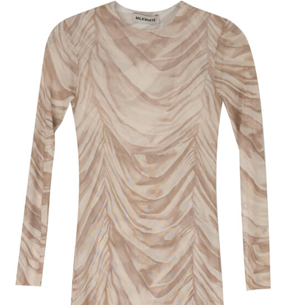MILKWHITE Printed Mesh Dress Γυναικείο Φόρεμα Μάξι - 3
