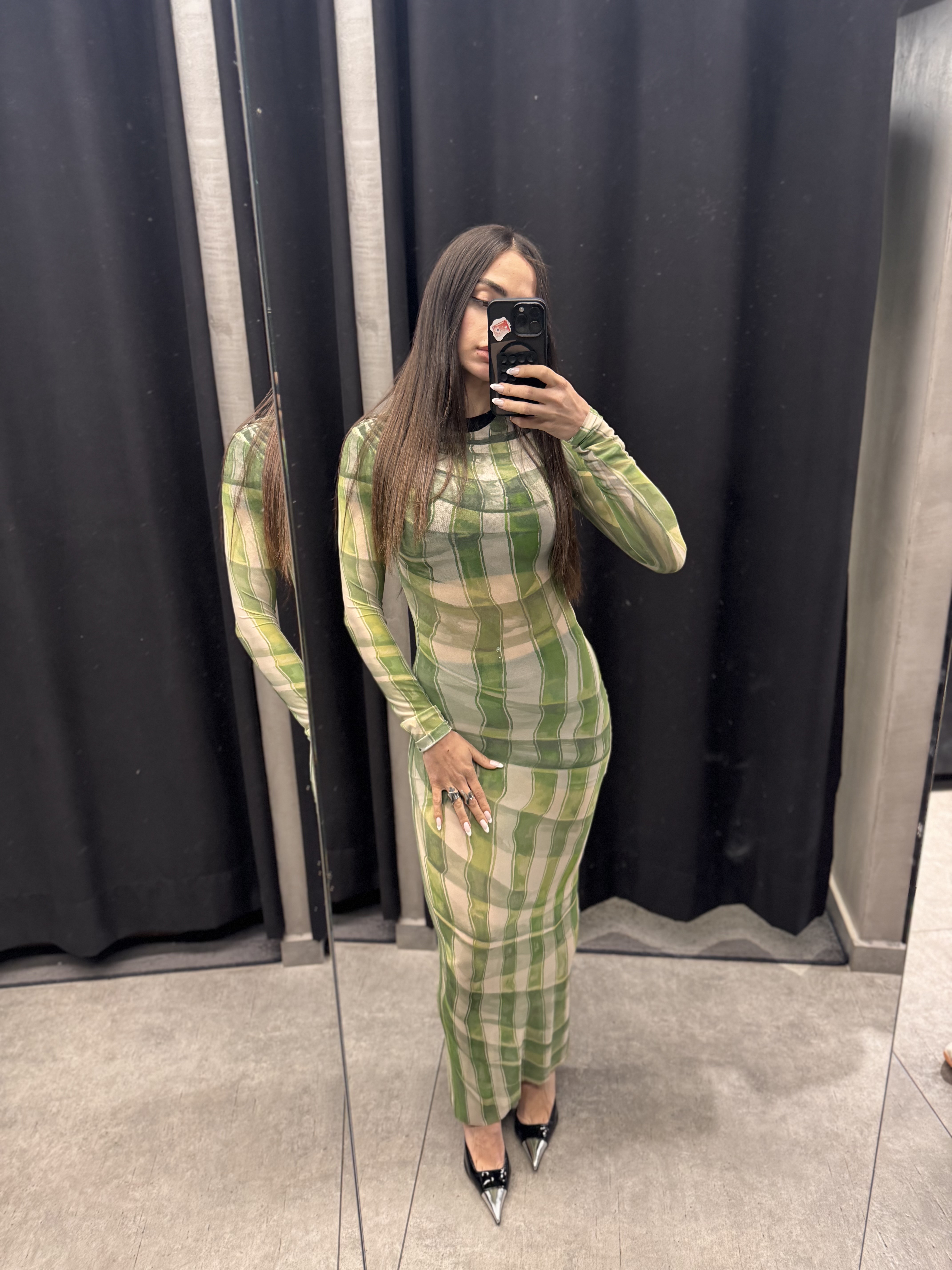 MILKWHITE Printed Mesh Dress Γυναικείο Φόρεμα Μάξι - 2