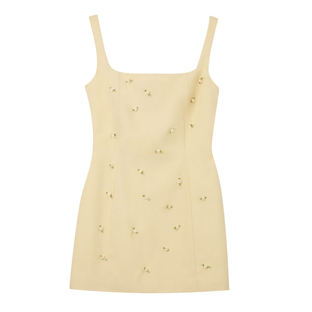 MILKWHITE Mini Flower Dress Γυναικείο Φόρεμα Μίνι - Κίτρινο