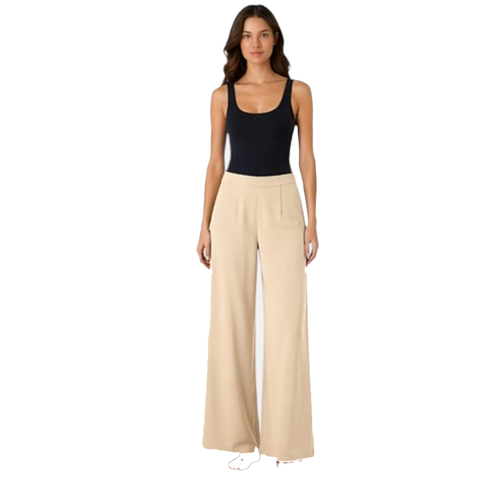 GUESS Zoe Leaf Wide Leg Pant Γυναικείο Παντελόνι - Κρεμ