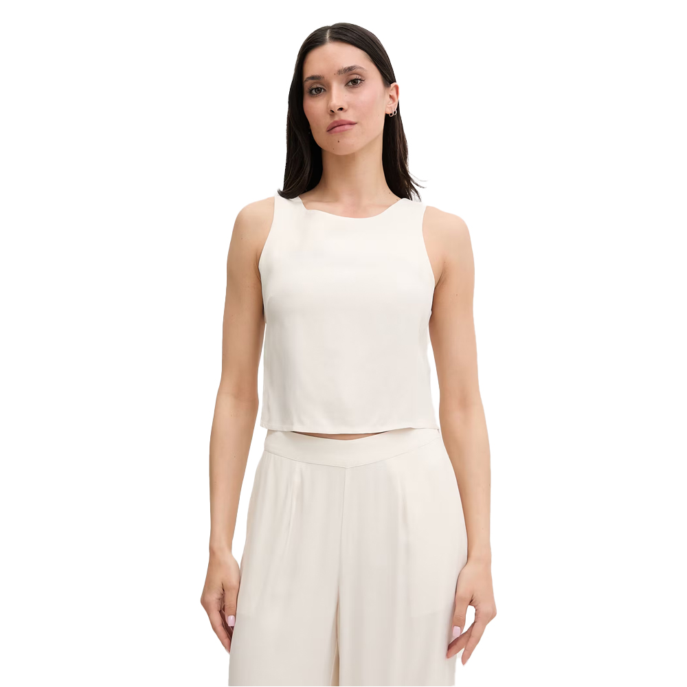 GUESS Zoe Leaf Knot Crop Top Γυναικεία Crop Μπλούζα - Κρεμ