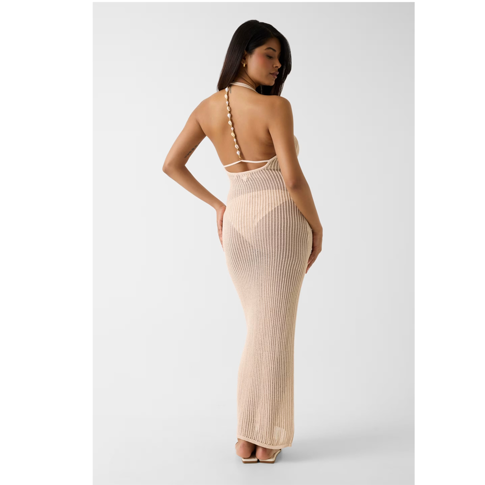 GUESS Aura Net Stitch Dress Γυναικείο Φόρεμα Μάξι Διχτυωτό - 2