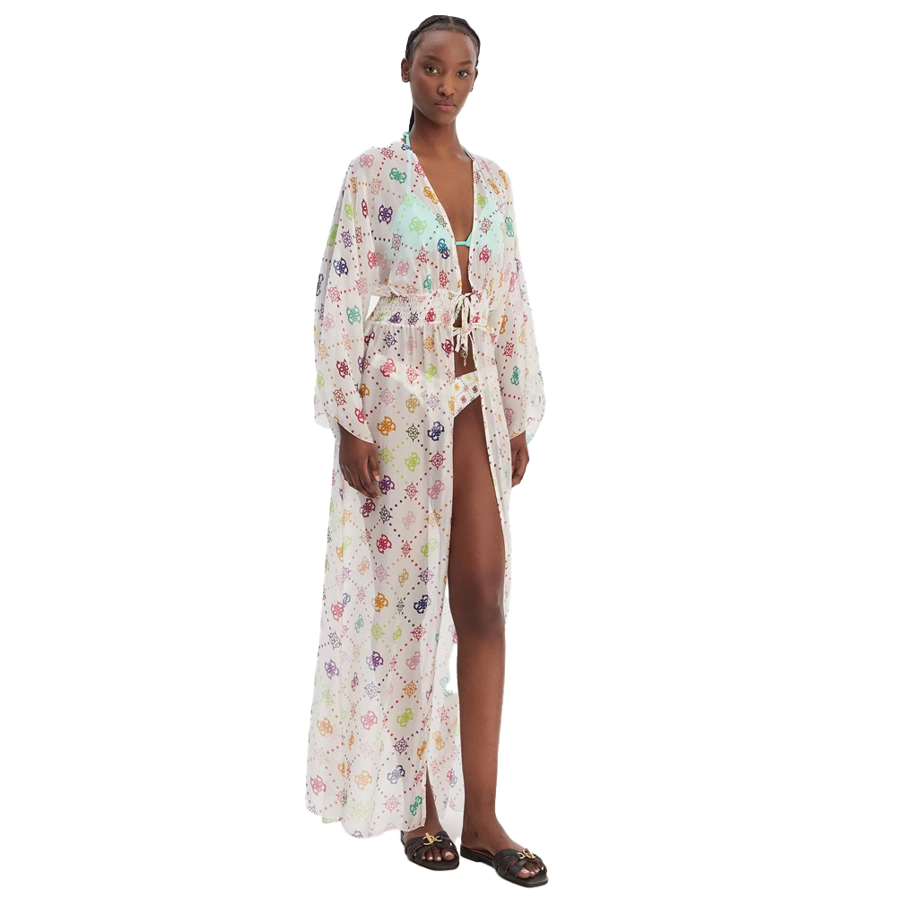 GUESS Inew Long Kimono Γυναικείο Φόρεμα Παραλίας  - Λευκό