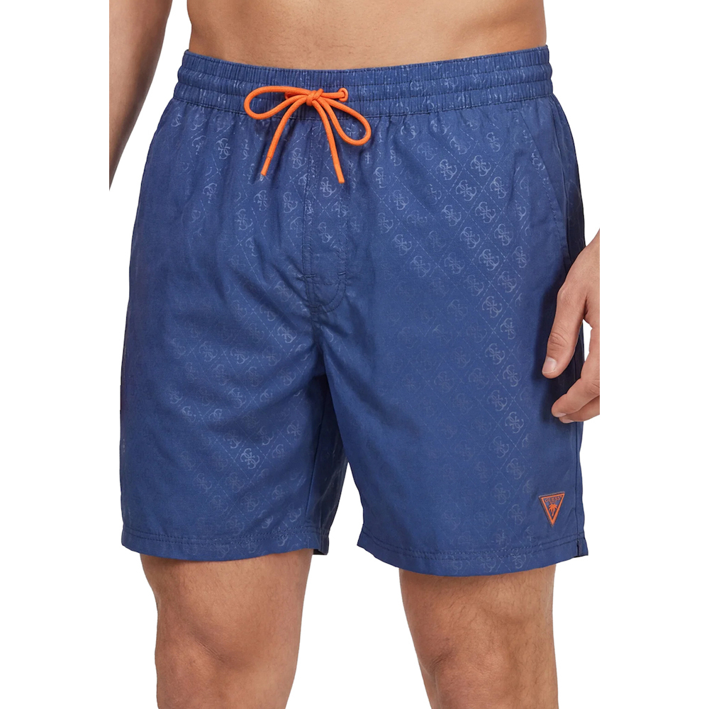 GUESS Swimtrunk New 4G Logo Ανδρικό Μαγιό - Μπλε
