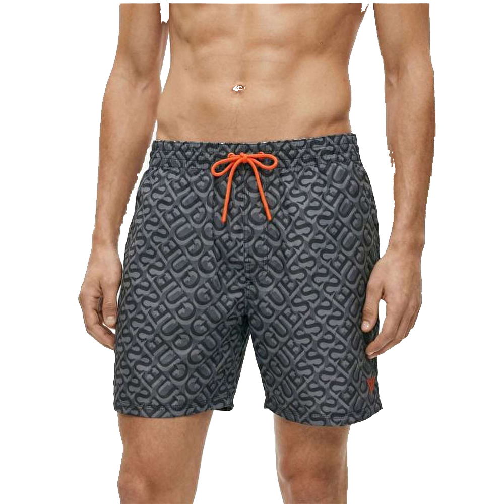 GUESS Swimtrunk New Onehundred Logo Ανδρικό Μαγιό - Μαύρο
