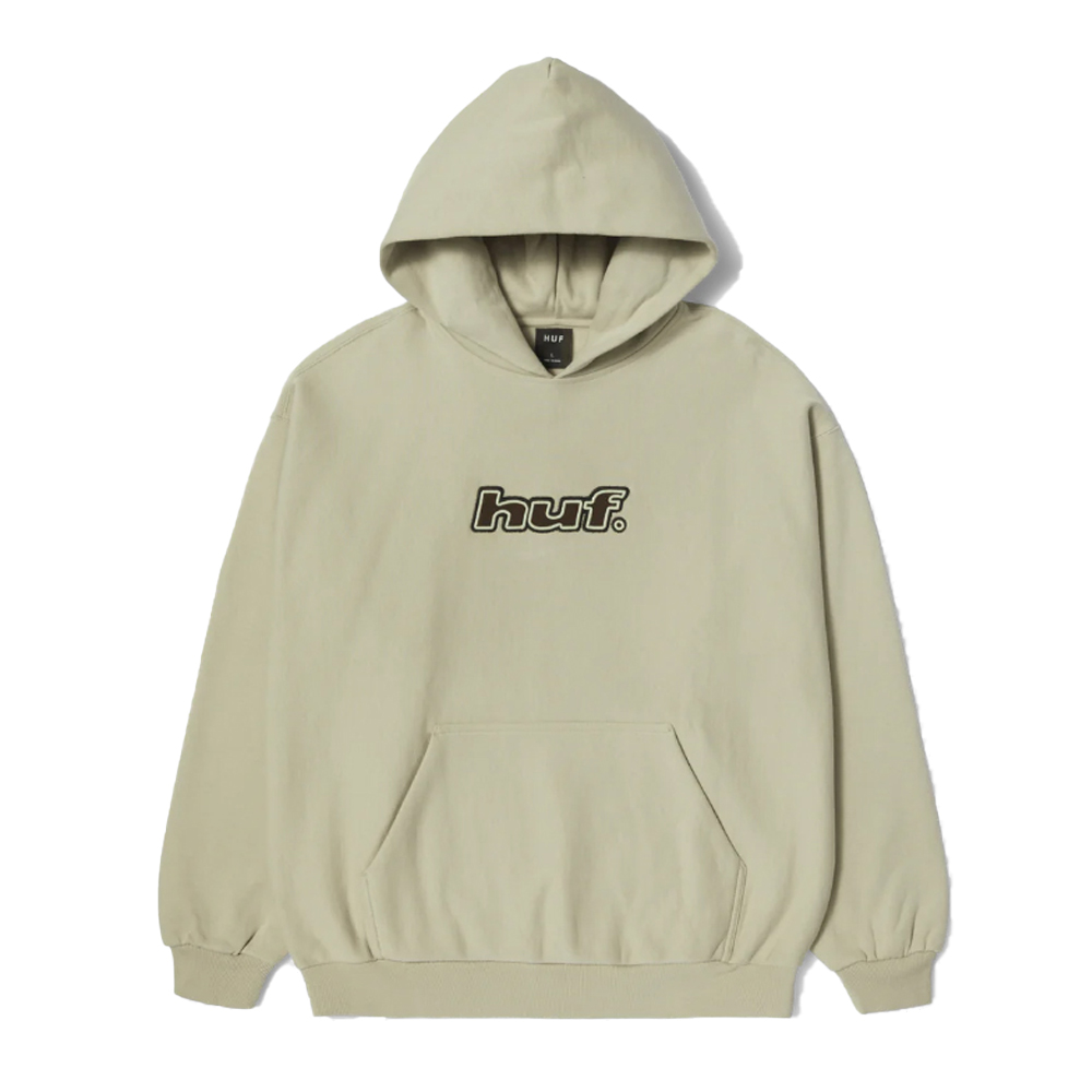 HUF Logo Appligue Hooded Fleece Unisex Φούτερ με κουκούλα - Μπεζ