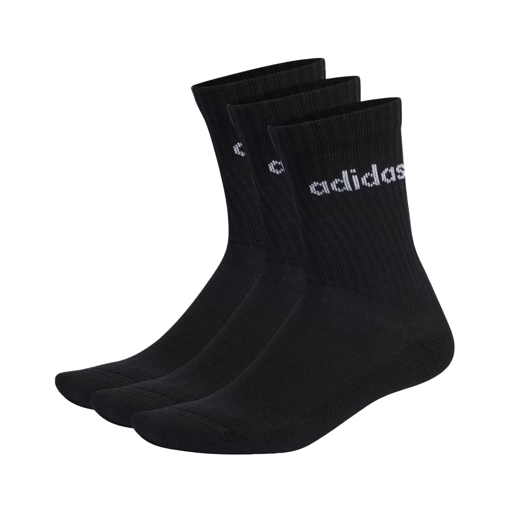 ADIDAS Linear Crew Cushioned Socks 3-pairs Unisex Κάλτσες 3 ζεύγη - Μαύρο