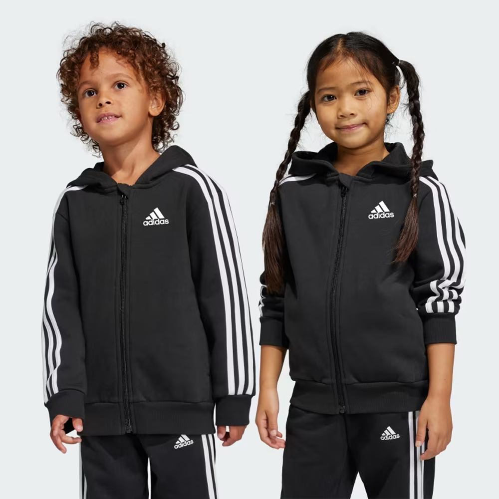 ADIDAS Essentials 3-Stripes Zip Hoodie Παιδική Φούτερ Ζακέτα - Μαύρο