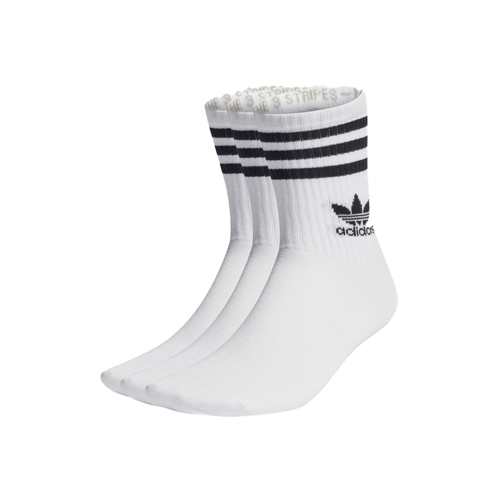 ADIDAS ORIGINALS Mid Cut Crew Socks Unisex Κάλτσες 3 Ζεύγη  - Λευκό