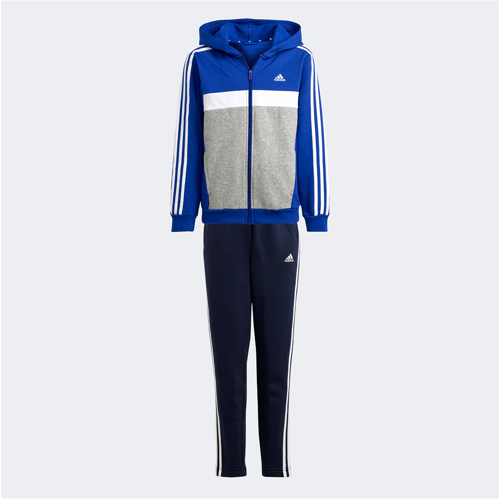 ADIDAS Junior 3-Stripes Tiberio Fleece Track Suit Παιδικό Σετ Φόρμα - Ζακέτα - Μπλε