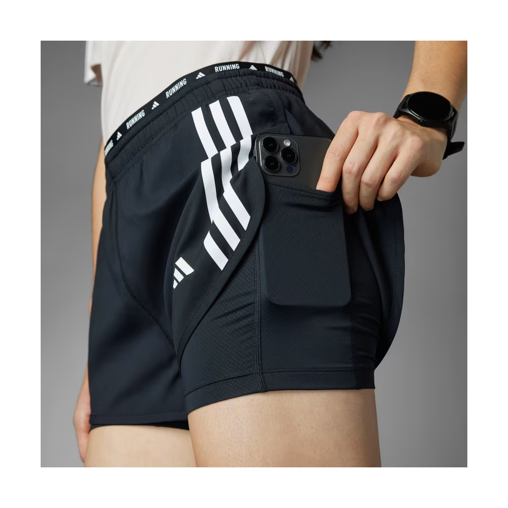 ADIDAS Own The Run 3-Stripes 2-in-1 Shorts Γυναικείο Αθλητικό Σορτς - 5