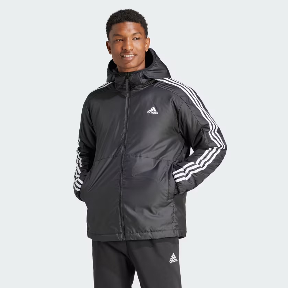 ADIDAS Essentials 3-Stripes Insulated Hooded Jacket Ανδρικό Μπουφάν - Μαύρο