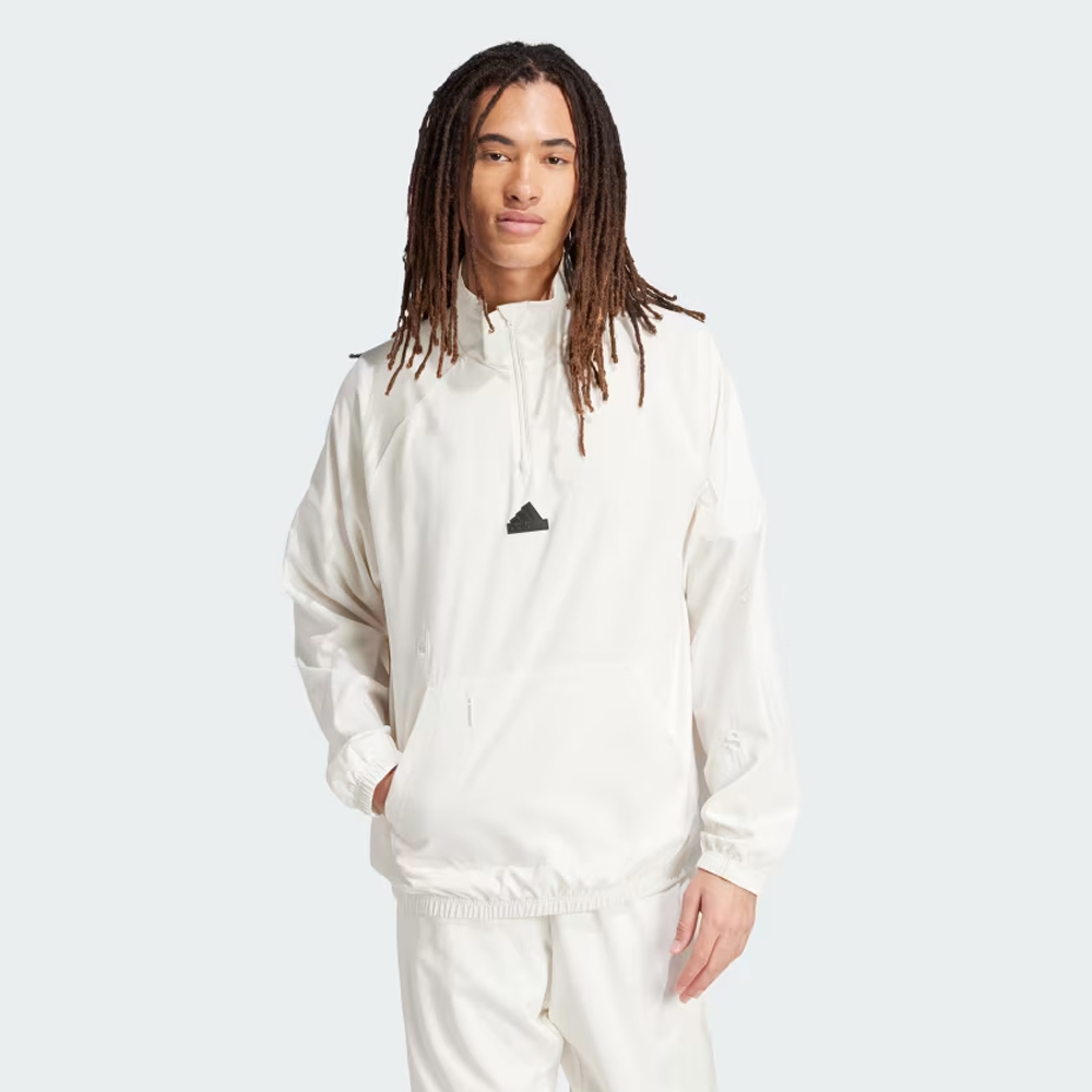 ADIDAS Embroidery Woven 1/2 Zip Top Ανδρική Μπλούζα - Λευκό