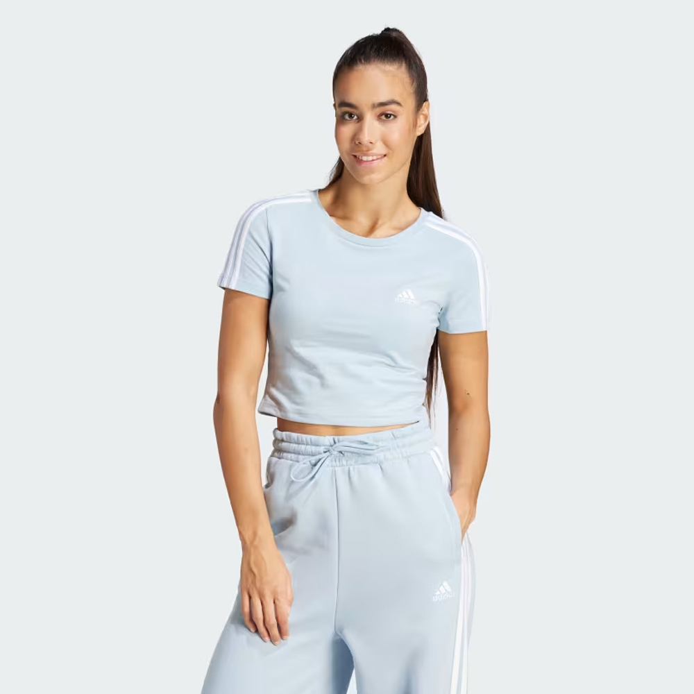 ADIDAS Essentials 3-Stripes Tee Γυναικείο Cropped T-Shirt - Γαλάζιο