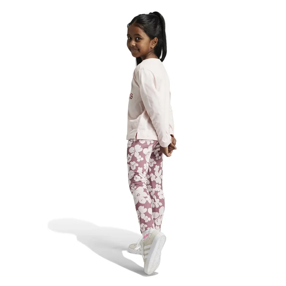 ADIDAS LongSleeve Tee Flower Leggings Set Παιδικό Σετ Κολάν - Μπλούζα μακρύ μανίκι - 2