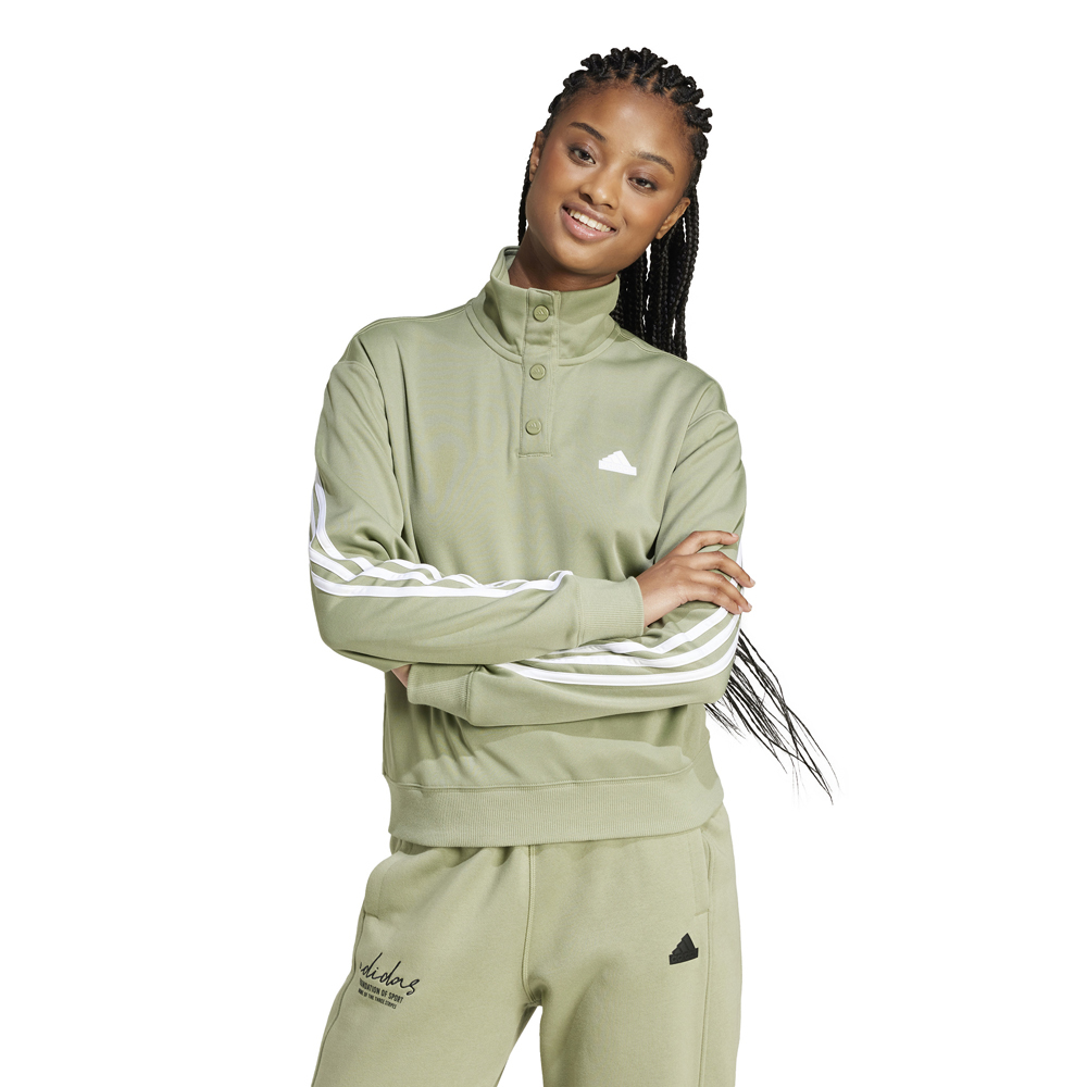 ADIDAS Women's Iconic 3-Stripes Track Top Γυναικείο Φούτερ - Πράσινο