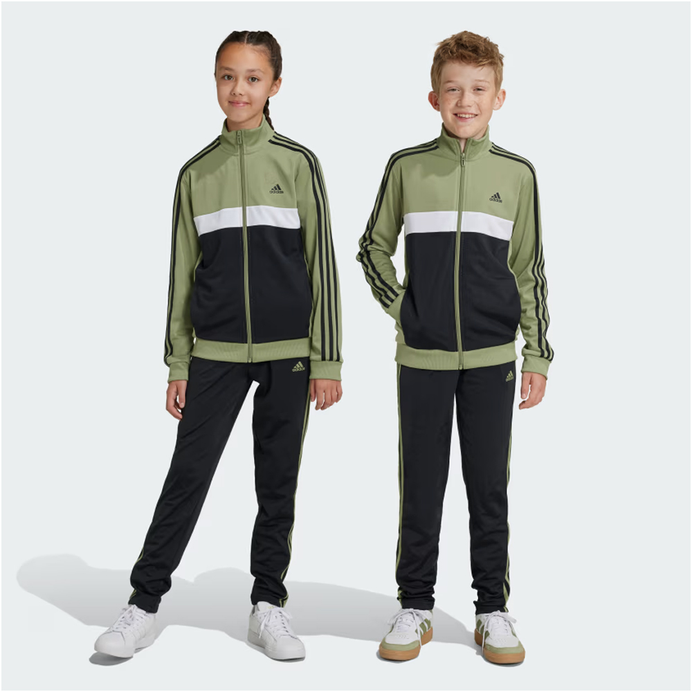 ADIDAS Essentials 3-Stripes Tiberio Track Suit Kids Παιδικό Σετ Φόρμα - Ζακέτα - Χακί